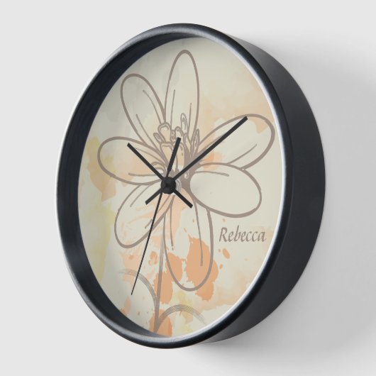 Horloge Sketched Floral on Watercolor Splats (Angle)