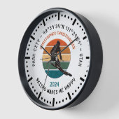 Horloge Ski Park City, Utah - Man Skier, Texte noir (Angle)