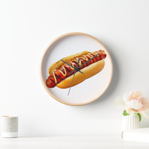 Horloge SlipperyJoe's hot dog ambiance d'été BBQ niché dan