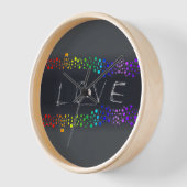 Horloge SlipperyJoe's Love words rainbow dots scribbled da (Angle)