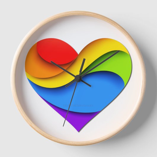 Horloge SlipperyJoe's Pride Heart Curves en forme de coeur (Recto)
