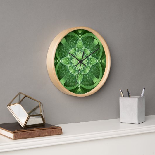 Horloge SlipperyJoe's St. Patrick's Day Fractal vortex hol (Bureau)