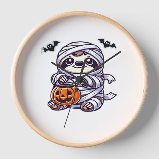 Horloge Sloth Halloween Mummy Kids Femmes Hommes Sloth Cla (Recto)
