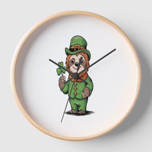 Horloge Sloth St Patrick's Day Irish Lucky (Recto)