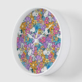 Horloge Snoopy & Motif de fleurs de bois (Angle)