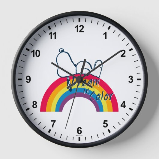Horloge Snoopy | Rêver en couleur arc-en-ciel (Recto)
