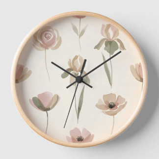 Horloge Soft Watercolor Floral Wall Clock