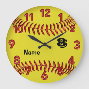 Horloge Softball personnalisée avec NUMBER et NOM