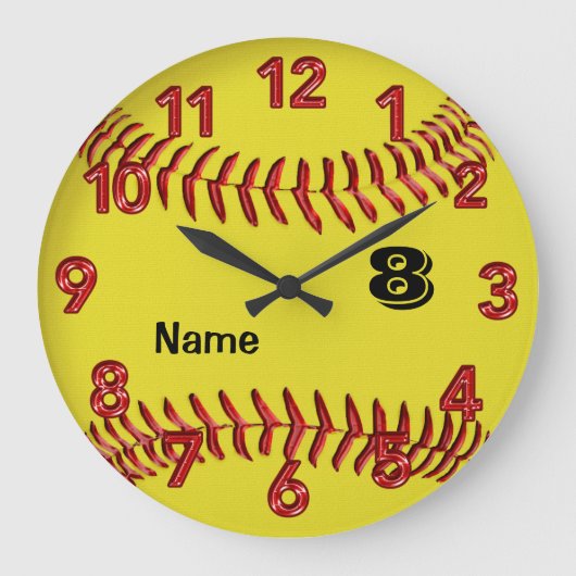 Horloge Softball personnalisée avec NUMBER et NOM (Recto)