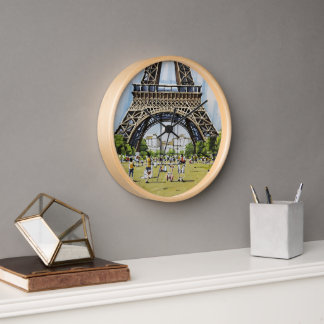 Horloge Sous la Tour Eiffel – Dessin au trait à main levée