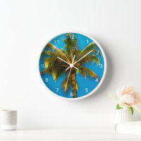 Sous l'horloge murale acrylique de la palme de coc