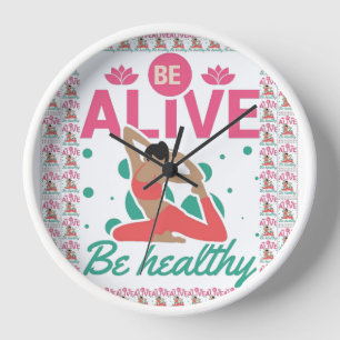 Horloge Soyez Vivant, Soyez Sain – Yoga & Bien-être Inspir