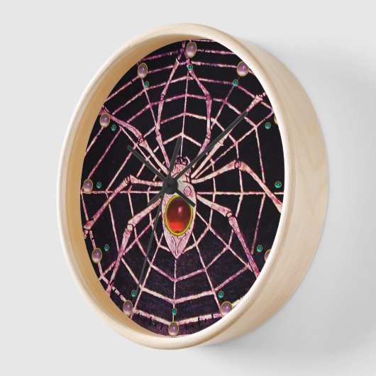 Horloge SPIDER ET WEB Rouge Ruby Gemstone Noir (Angle)