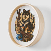 Horloge Spooky Forest Dog with Skulls Horror Art (Angle)