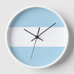 Horloge Sport Chic Moderne Larges Rayures Bleu Clair Blanc