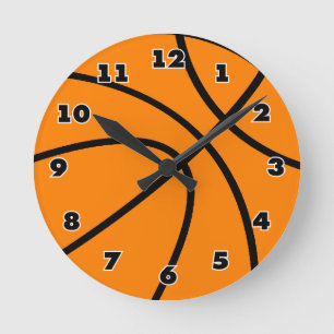 Horloge sportive ronde avec un motif de basket-bal