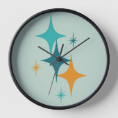 Horloge Starburst Atomique du milieu du siècle Turquoise,  (Recto)