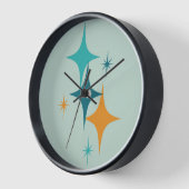 Horloge Starburst Atomique du milieu du siècle Turquoise,  (Angle)