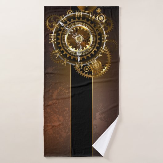 Horloge Steampunk avec des engrenages anciens (Serviette de bain)