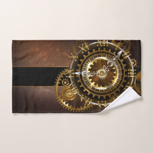Horloge Steampunk avec des engrenages anciens (Serviette à main)