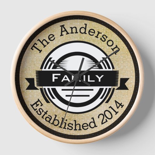 Horloge Style de logo rétro avec nom de famille personnali (Recto)