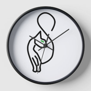 Horloge Style Kitty Cat Outline