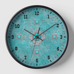 Horloge Style Ouest de Pierre Turquoise Sud-Ouest encadré