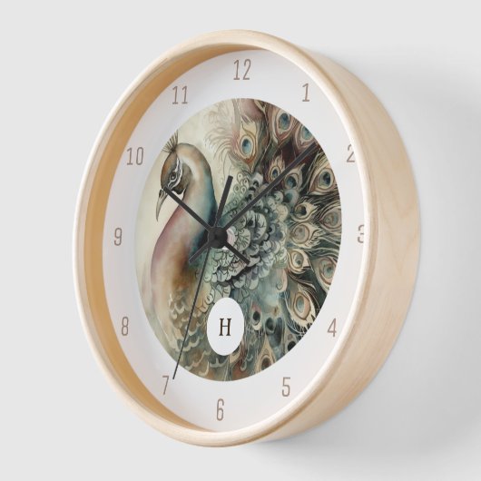 Horloge Style Peacock | Ajouter votre initiale (Angle)