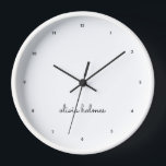 Horloge Stylish monogram | Minimaliste moderne<br><div class="desc">A simple stylish custom monogram design in informal casual handwritten script typographiy in striking monochrome and white. The monogram can easily be personalized to make a design as unique as you are! The perfect trendy poison ou accessoire pour un instant.</div>