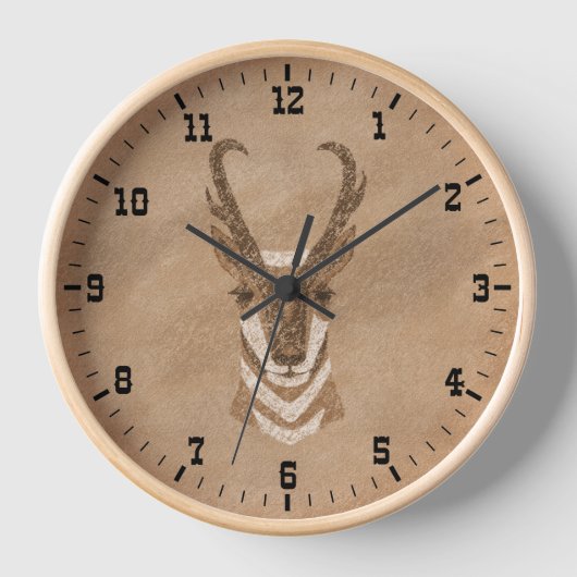 Horloge Sud-Ouest Pronghorn Antelope Head encadrée (Recto)