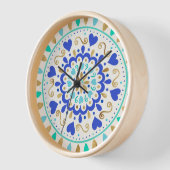 Horloge Summer Blue Gold Heart Mandala (Angle)