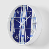 Horloge Summer Navy Blue Boat Collection de rayures modern (Angle)