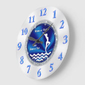 Horloge Super Cute Bleu et Blanc Gymnastique (Angle)