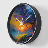 Horloge Superbe lever de soleil sur l'étang (Angle)