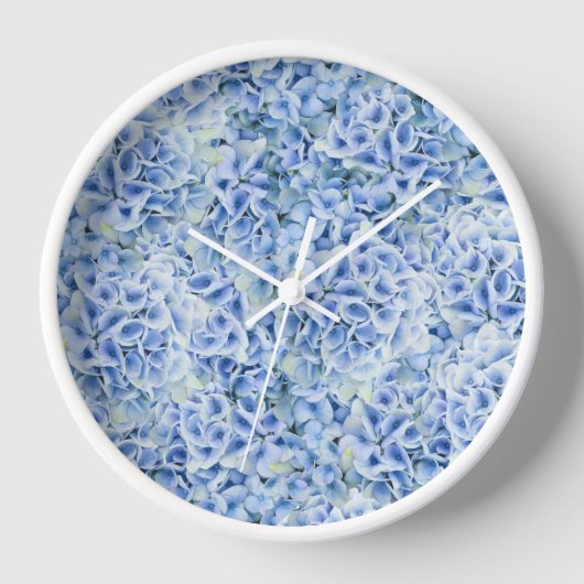 Horloge Superbes hydrangées bleues - motif floral (Recto)