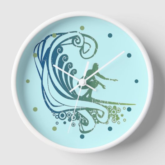 Horloge Surfer cool Riding Turquoise Blue Ocean Waves (Recto)