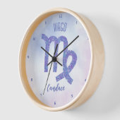 Horloge Symbole d'astrologie Virgo personnalisé violet (Angle)