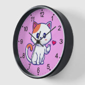 Horloge Symbole de chat mignon en amour main-57577 (Angle)