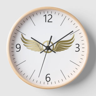 Horloge Symbole de paix avec ailes de style métallisé