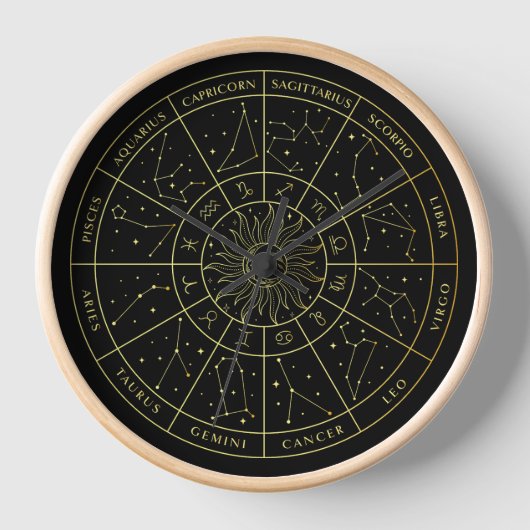Horloge Symbole Zodiac horoscope constellations carte or (Recto)