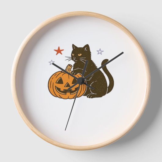 Horloge T-shirt classique éffrayant pour Halloween Kitty (Recto)