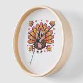 Horloge t-shirt classique rose kawaii thanksgiving dinde (Angle)