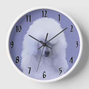 Horloge Tableau blanc standard de caniche - Art original d