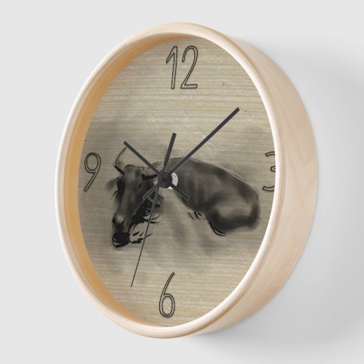 Horloge Tableau original Eau Buffle Ox Année Zodiac WC2 (Angle)