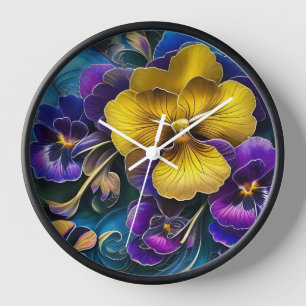 Horloge Tache de pensée or et violet