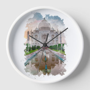 Horloge Taj Mahal Inde Art aquarelle
