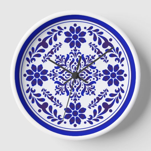 Horloge Talavera trois bleu et blanc (Recto)