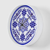 Horloge Talavera trois bleu et blanc (Angle)