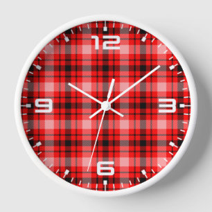 Horloge Tartan noir rouge À damiers Motif plaid-24899