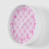 Horloge Tartan rose clair vacances de Noël motif (Angle)